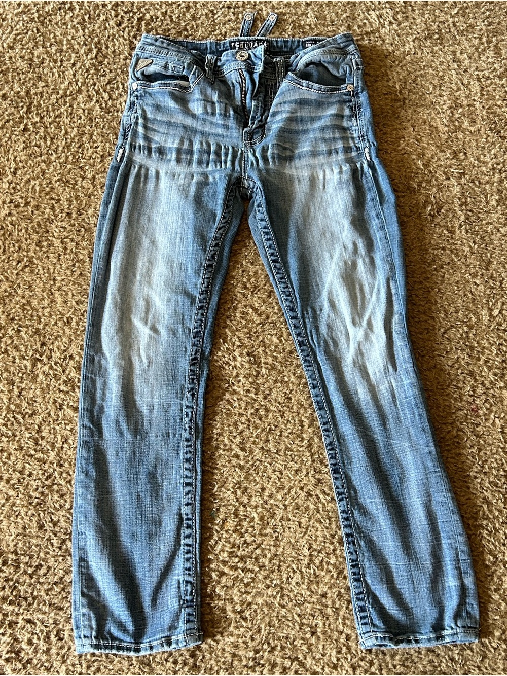Buckle Light Blue Slim Straight Jeans
